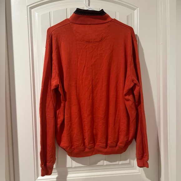 ST CROIX REGATTA - 1/4 Zip Long Sleeve Navy Blue & Orange Cotton Pullover Sz L - Picture 3 of 5